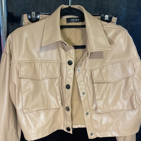 Tan Faux Leather Two Piece - Picture 2 of 4